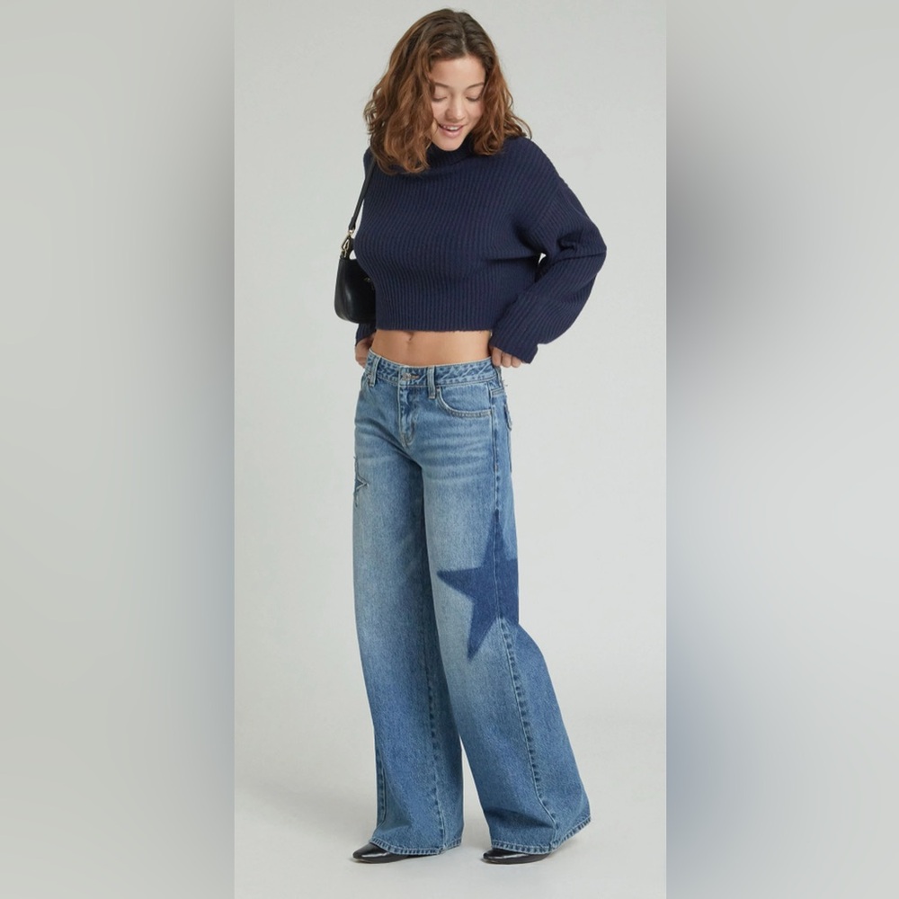 ISO: Pacsun Medium Indigo Rhinestone Star Low Rise Baggy Jeans